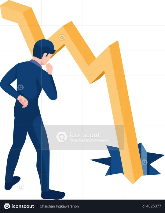 Businessman looking at market crash  Illustration