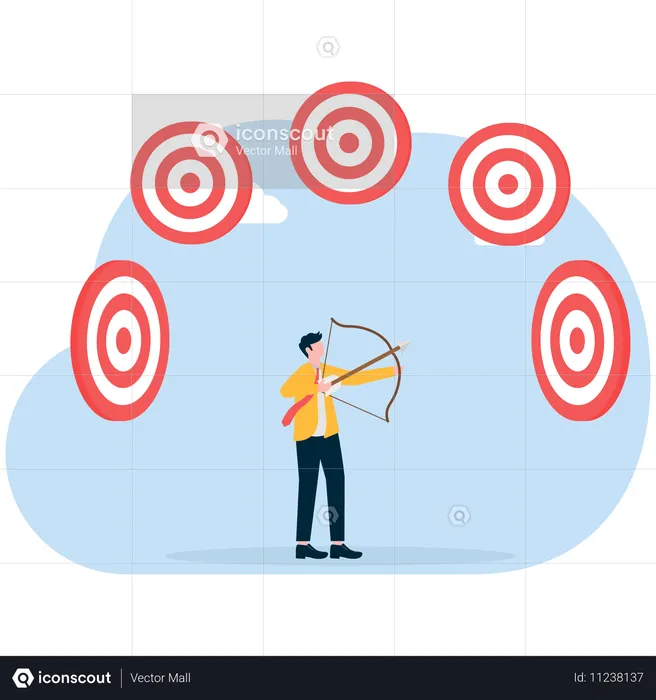 Businessman looking at multiple target  Illustration