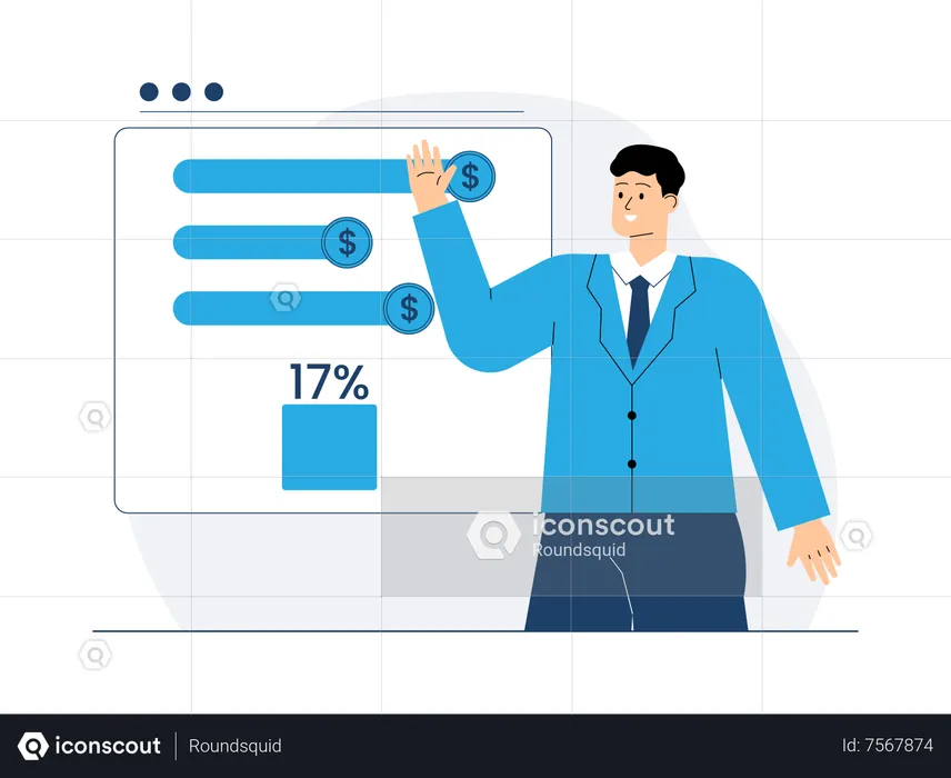 Businessman looking at online competition  Illustration