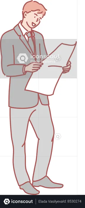 Businessman looking at report  Illustration