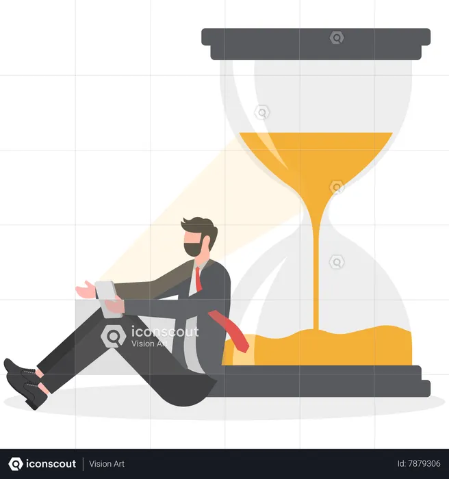 Businessman looking at screen time  Illustration