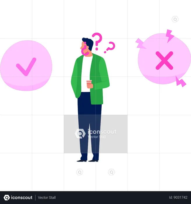 Businessman looking at solution to question  Illustration
