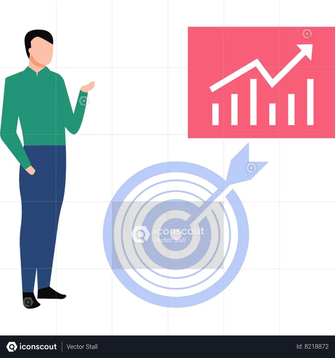 Businessman looking at the graph target  Illustration