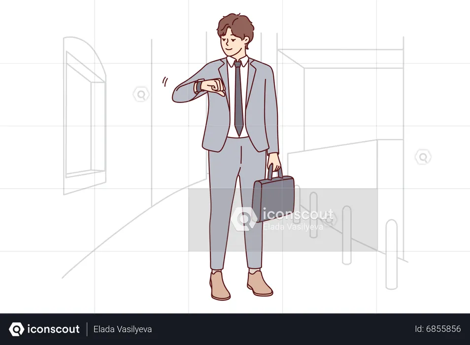 Businessman looking at time  Illustration