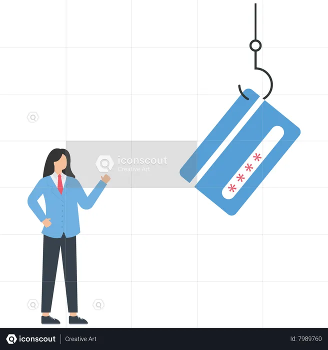 Businessman looking credit card on a fishing hook  Illustration