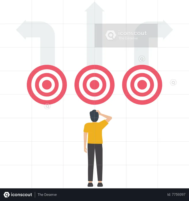 Businessman looking for a target of direction for a startup  Illustration