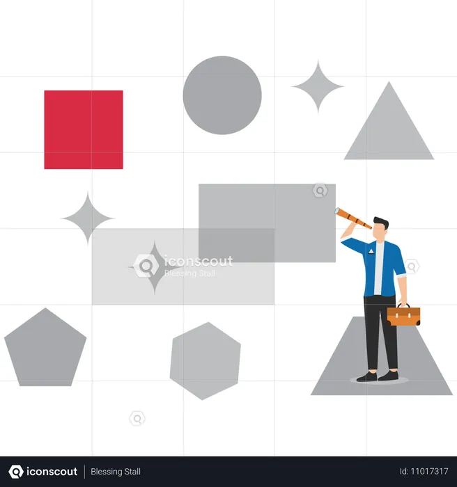 Businessman looking for business opportunity  Illustration