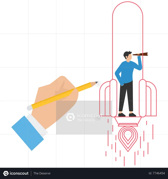 Businessman looking for business startup  Illustration