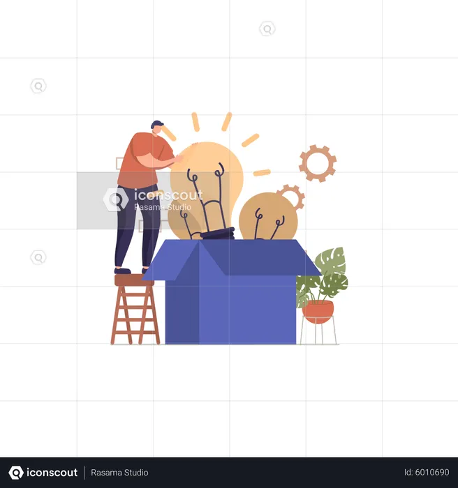 Businessman looking for idea  Illustration