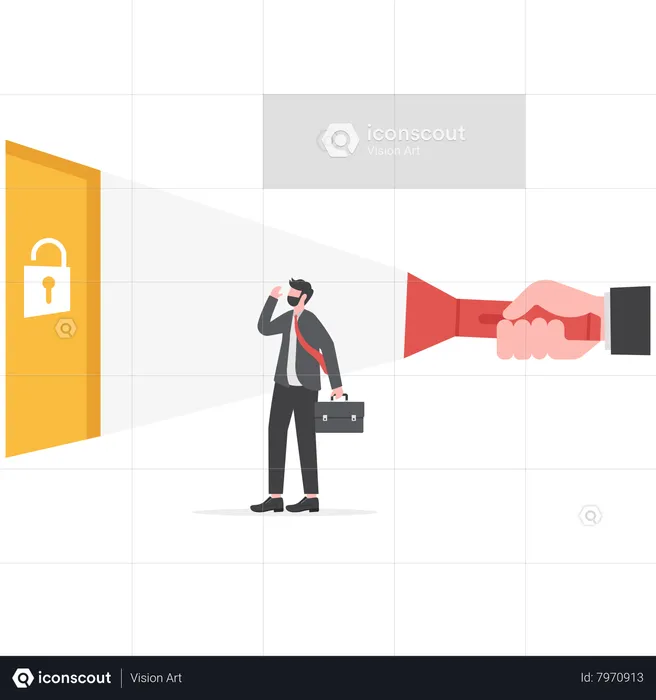 Businessman looking guideline at the way for shooting success  Illustration