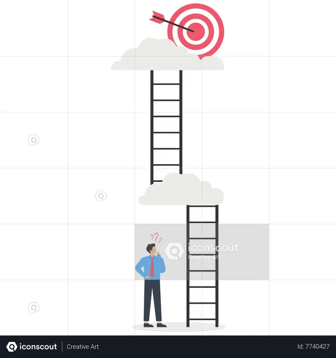 Businessman looking up to find the way for a target  Illustration