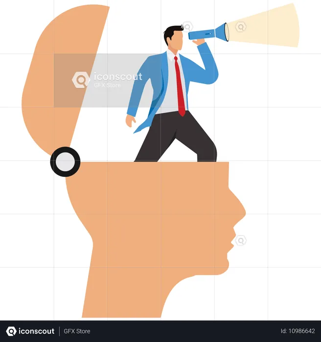 Businessman looks for business opportunity  Illustration