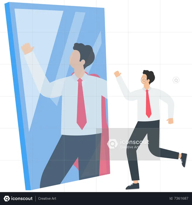 Businessman looks in the mirror  Illustration