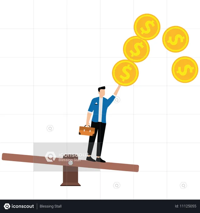 Businessman loosing business balance  Illustration