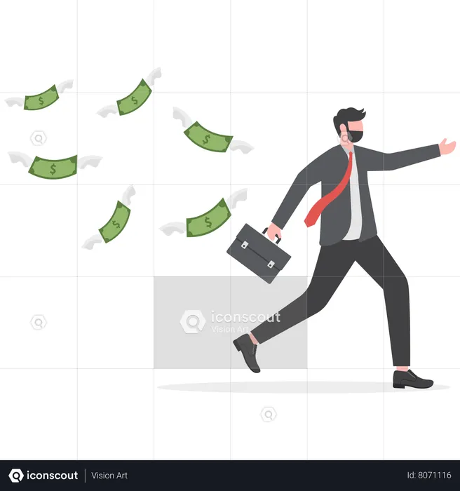 Businessman loosing his money  Illustration