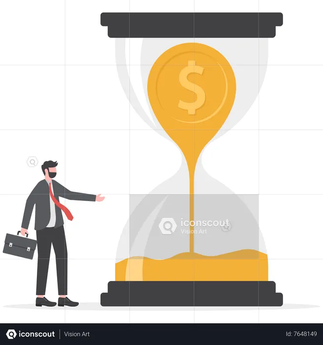 Businessman lose his money losing time  Illustration