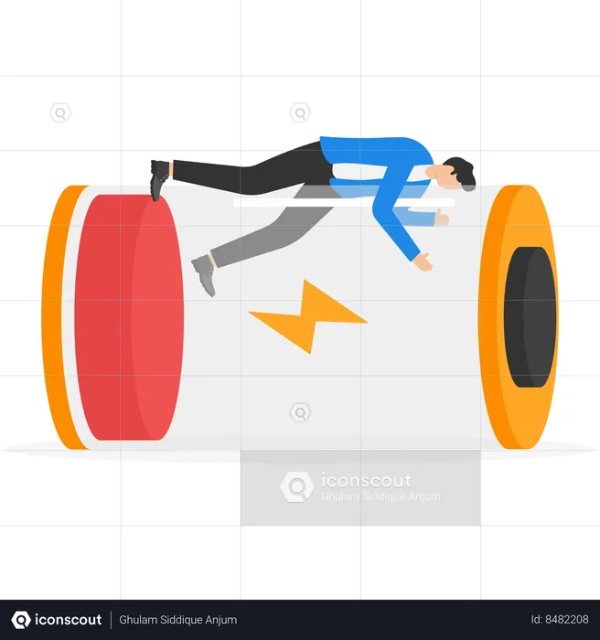Businessman lying down battery  Illustration
