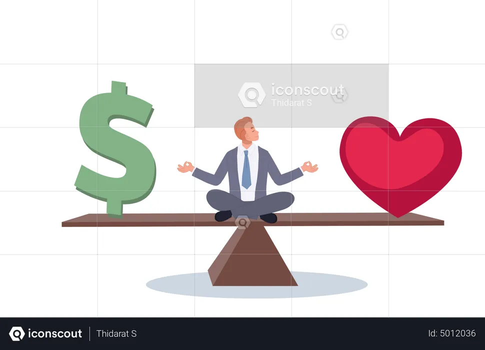 Businessman maintain balance between health and money  Illustration