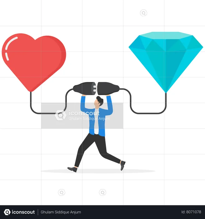Businessman maintaining balance between love and profession  Illustration