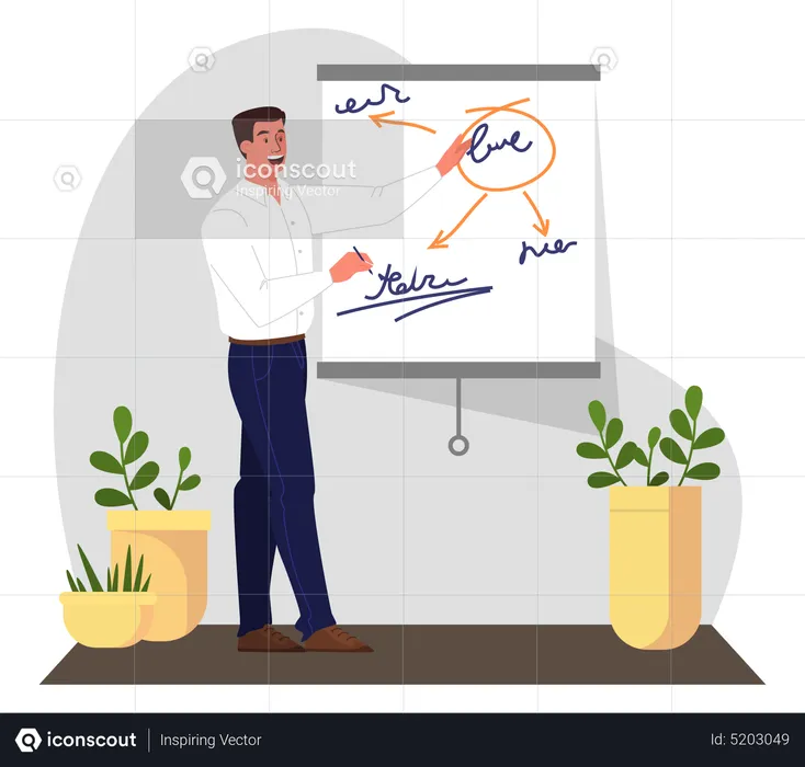 Businessman make presentation at office  Illustration