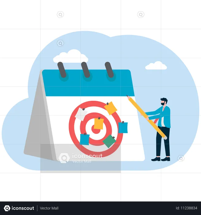 Businessman making business strategy  Illustration