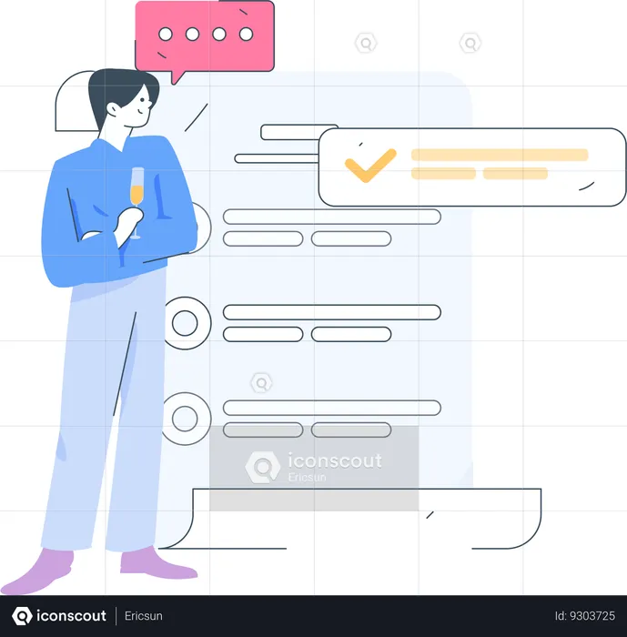 Businessman making checklist  Illustration