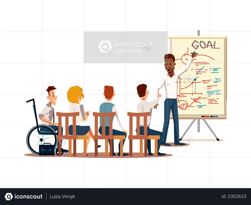 Businessman Making goal Presentation at Modern Office  Illustration