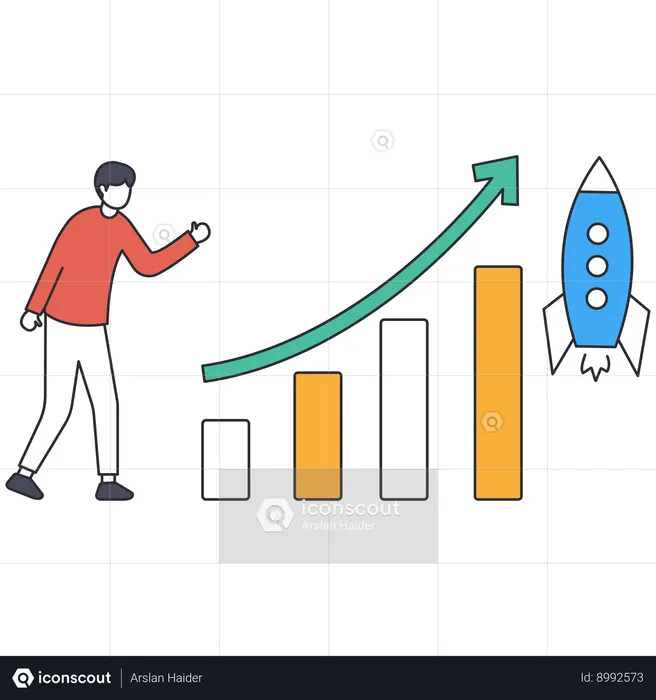 Businessman making growth strategies  Illustration