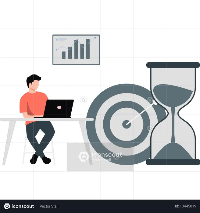 Businessman making time management technique  Illustration