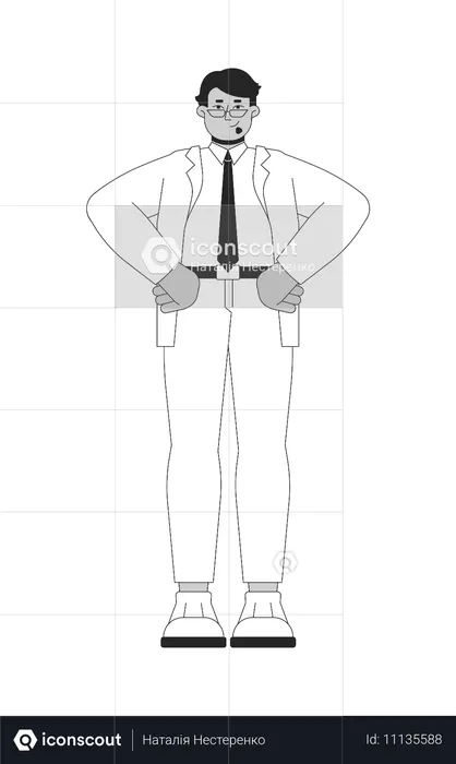 포즈를 취하고 있는 사업가 관리자  일러스트레이션