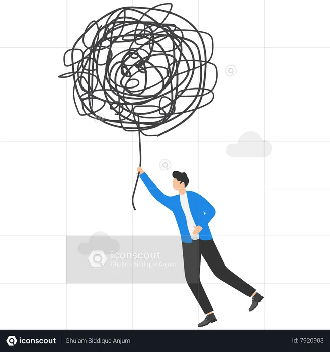 Businessman Manager Unravel Tangled Rope  Illustration