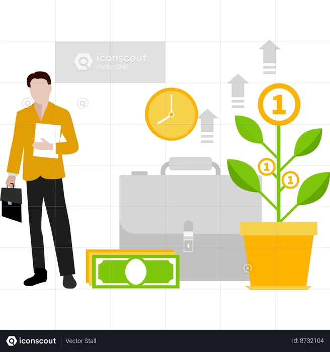 Businessman manages finances  Illustration