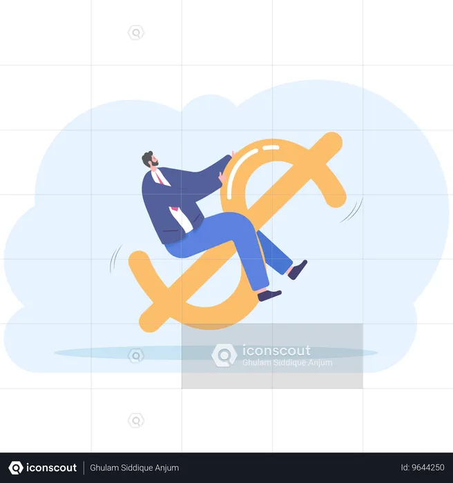 Businessman manages his dollar rate  Illustration