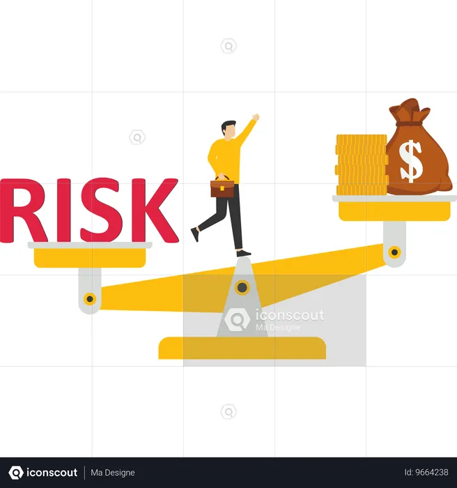 Businessman manages market risks  Illustration