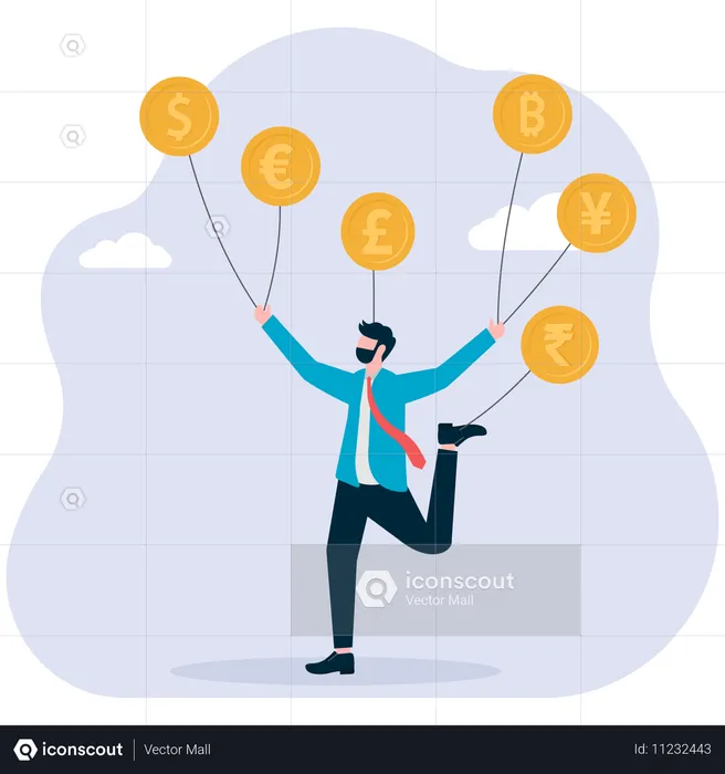 Businessman managing business finance  Illustration