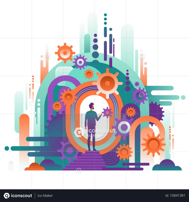 Businessman managing Business work flow  Illustration