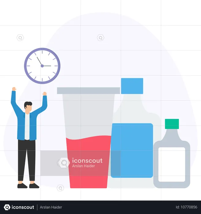 Businessman managing drinking schedule  Illustration