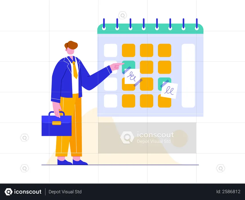 Businessman managing Schedule on calendar  Illustration