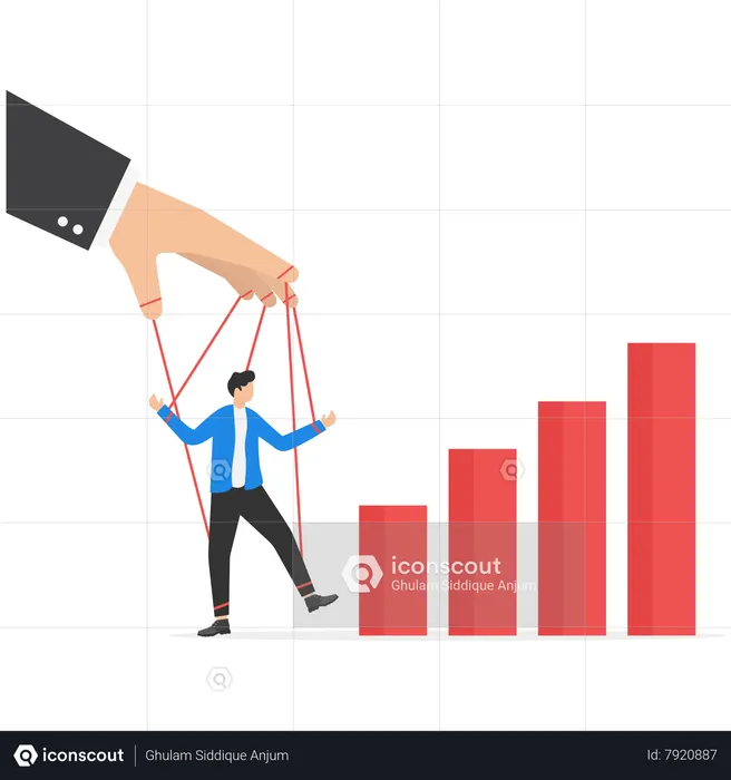 Businessman Marionette On Ropes Controlled Hand  Illustration