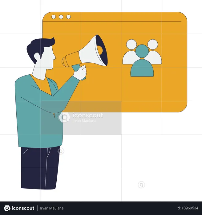 Businessman markets new candidate for job position  Illustration