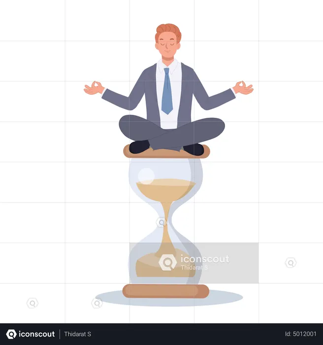 Businessman meditating during work  Illustration