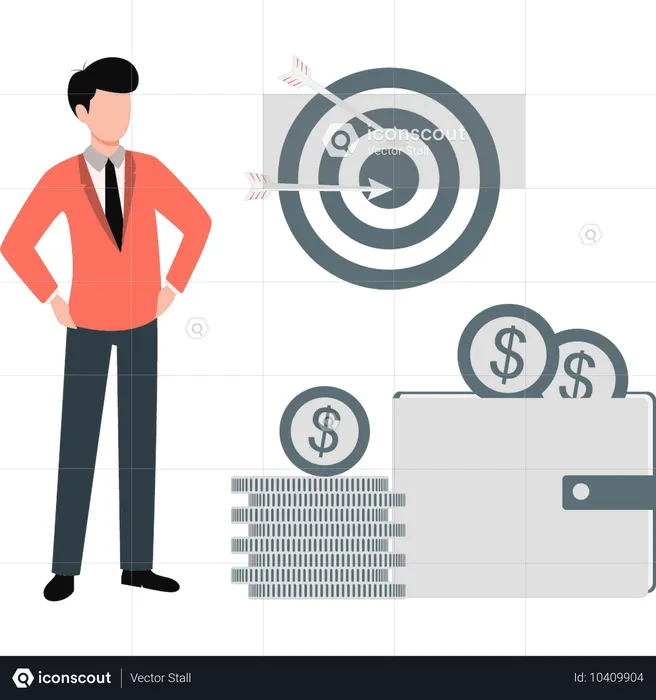 Businessman meeting his payment collection target  Illustration