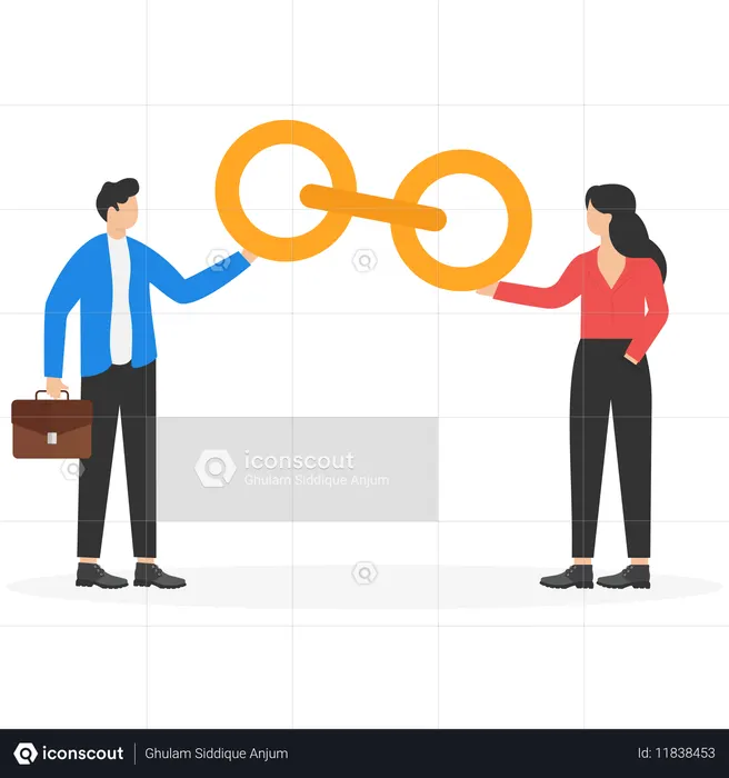 Businessman merging chain link  Illustration