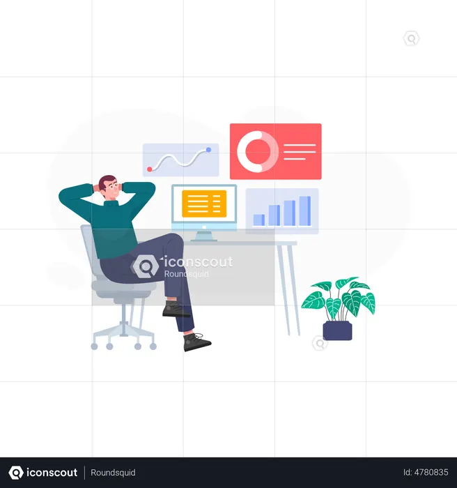 Businessman Monitoring Report  Illustration