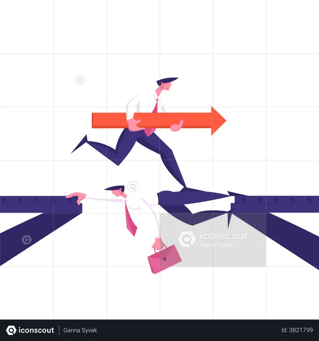 Businessman moving forward during competition  Illustration