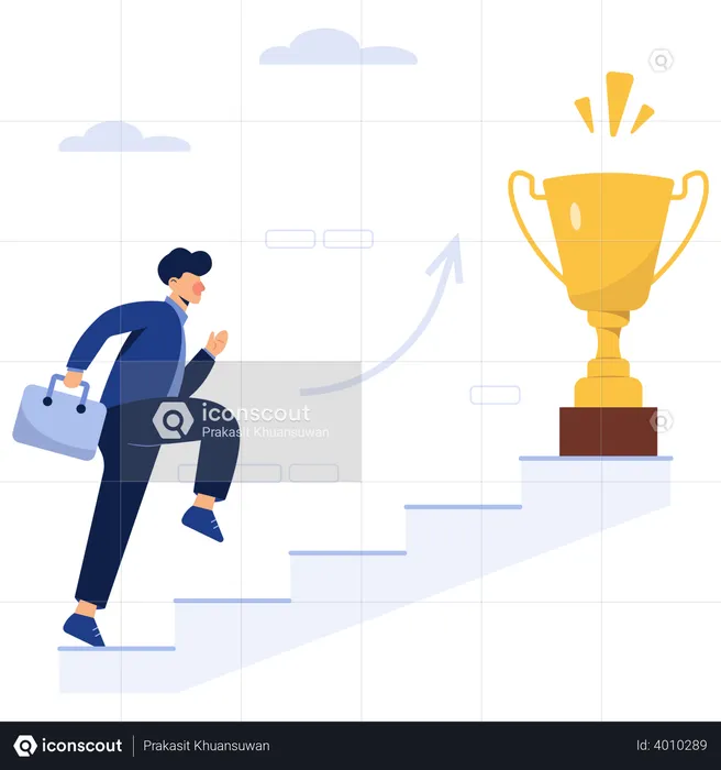 Businessman moving towards victory  Illustration