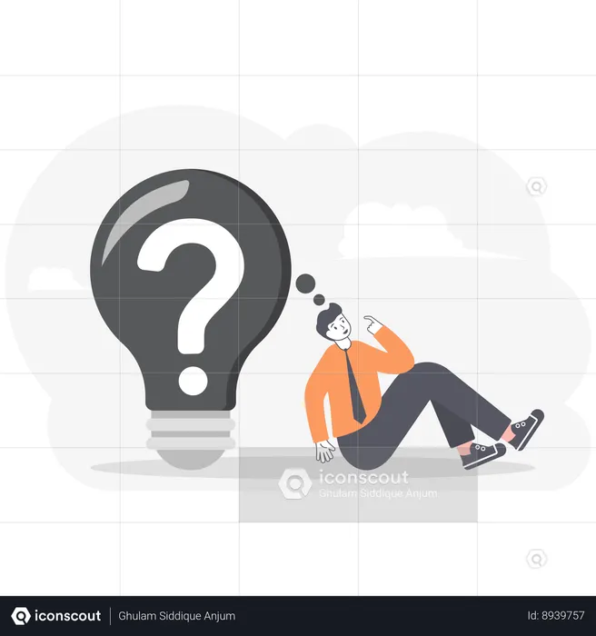 Businessman no idea with question mark in form of light bulb  Illustration