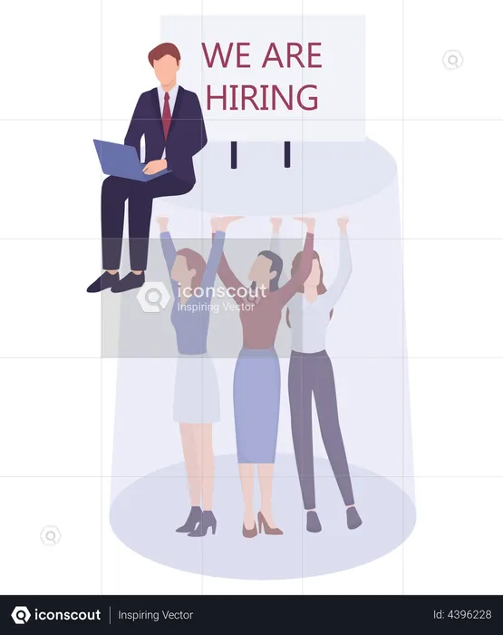 Businessman not hiring female employees  Illustration