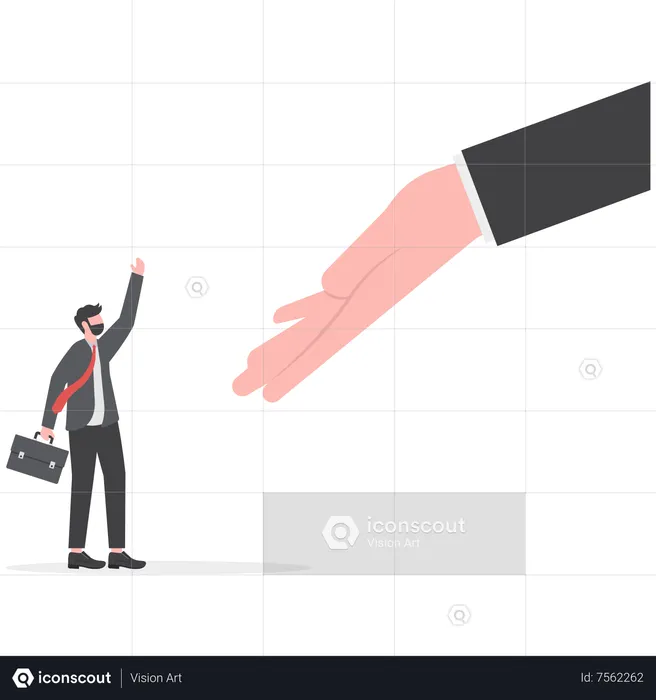 Businessman offer helping hand to pull fail partner  Illustration