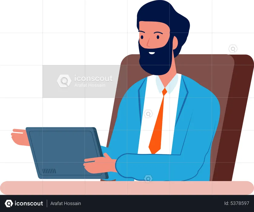 Businessman on an online meeting  Illustration